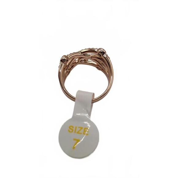 Rose Gold played Crystal Accent Ring Size 7 - Picture 3 of 8